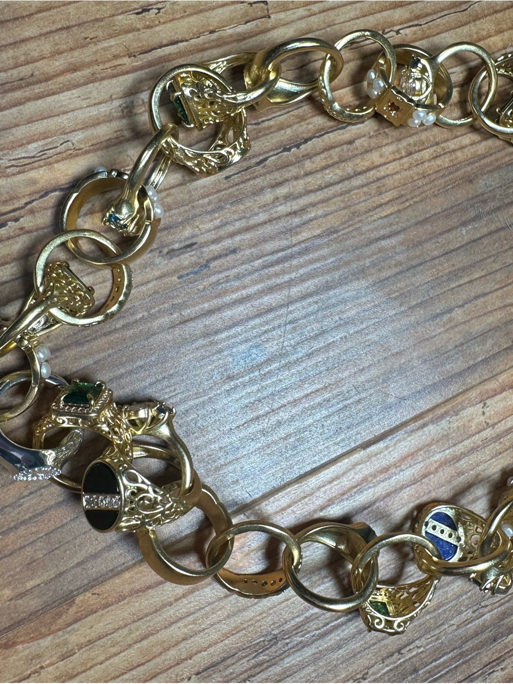 Edwardian gold ring-chain necklace - Picture 5 of 7